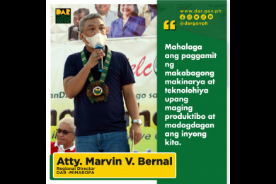 Sa isinagawang pamamahagi ng DAR ng ibat-ibang makinaryang pangsaka sa tatlong (3) agrarian reform beneficiary organizations sa Coron, Palawan. 