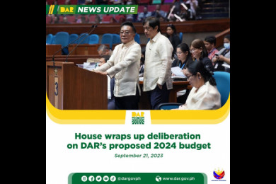 The House of Representatives finalized deliberations on the P9.392 billion proposed budget of the Department of Agrarian Reform for 2024, emphasizing key programs and debt relief for agrarian reform beneficiaries. 