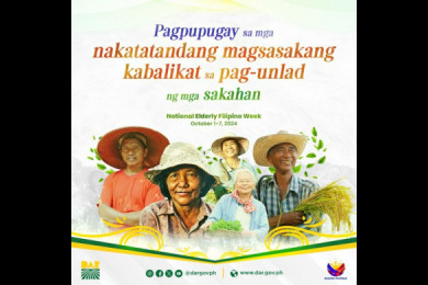 We join the National Commission of Senior Citizens in celebrating our elderly population, especially the elderly farmers who have been the steadfast pillars of genuine agrarian reform in the country. 