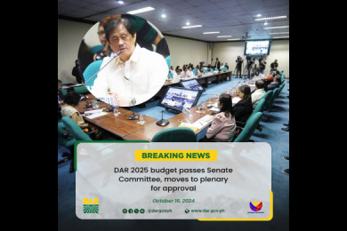 Secretary Conrado M. Estrella III led the presentation of the proposed P11.101-B DAR Budget for 2025 during the October 16 hearing, chaired by Senate Finance Subcommittee B chairperson Senator Cynthia Villar.