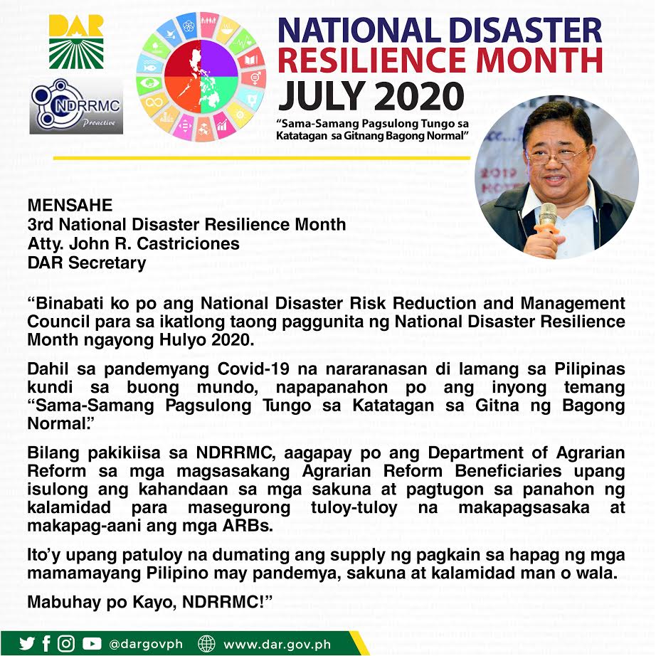 Nakikiisa Ang Department Of Agrarian Reform Dar Sa National Disaster Risk Reduction And 5785