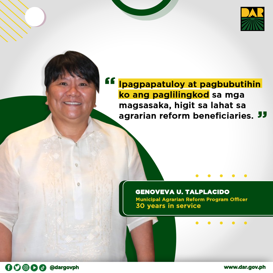 Si Genoveva U. Talplacido ay bagong promote na Municipal Agrarian ...